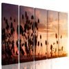 5-dielny obraz západ slnka za steblami trávy