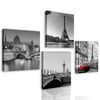 Set obrazov retro červené auto v Paríži