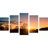 5-dielny obraz západ slnka nad malebnou krajinkou