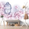 Samolepiaca tapeta pokojný Budha s kvetmi čerešne