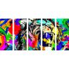 5-dielny obraz hlava leva v štýle pop art