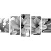 5-dielny obraz čiernobiela magnólia v rozkvete