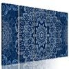 5-dielny Obraz snehobiela Mandala s tmavo-modrým pozadím
