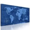 Obraz historická mapa sveta v modrom prevedení