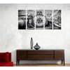 5-dielny obraz historické luxusné hodinky v čiernobielom prevedení