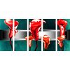 5-dielny obraz umelecká abstrakcia červených kvetov
