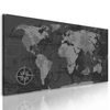 Obraz historická mapa sveta v čiernobielom prevedení