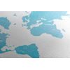 Obraz zaujímavá mapa sveta v modrom prevedení
