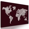 Obraz zaujímavá mapa na bordovóm pozadí