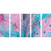 5-dielny obraz palmové listy vo výrazných farbách