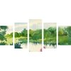 5-dielny obraz akvarelová ukľudňujúca zeleň