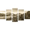 5-dielny obraz zamrznutý les v sépiovom prevedení