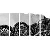 5-dielny obraz zaujímavá čiernobiela Mandala