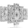 5-dielny obraz jemná abstrakcia kvetu v čiernobielom prevedení