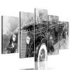 5-dielny obraz abstraktné auto v čiernobielom prevedení