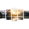5-dielny obraz dychberúci východ slnka na Novom Zélande