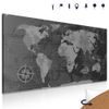 Obraz na korku historická mapa sveta v čiernobielom prevedení
