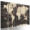 5-dielny obraz historická mapa sveta na drevenom pozadí
