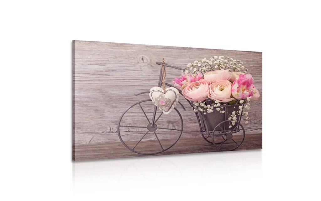 Obraz bicykel s kvetmi vo vintage štýle - Nostre.sk