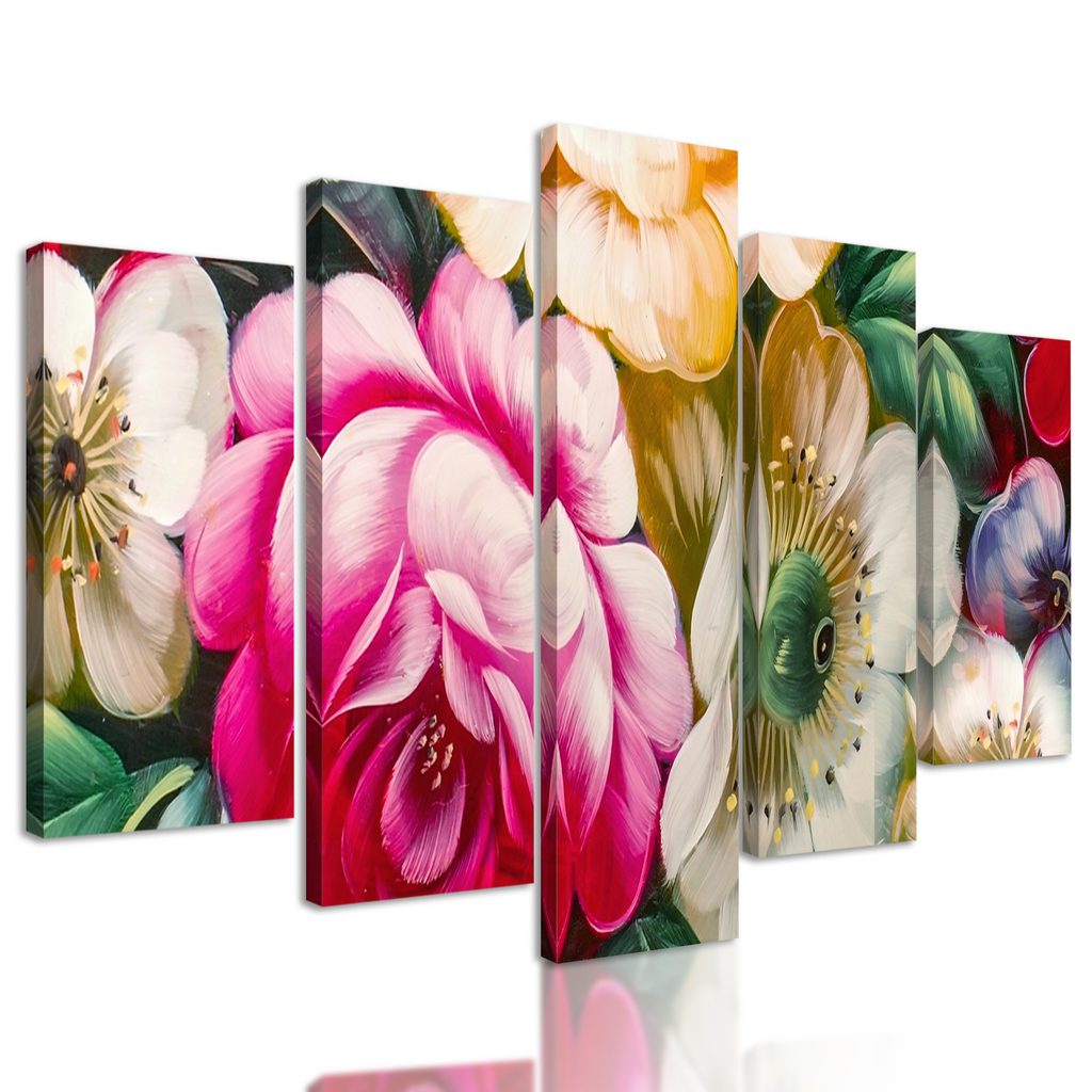 5-dielny obraz krásne kvety v impresionistickom štýle - Nostre.sk