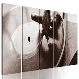 5-dielny obraz historický gramofón vo vintage prevedení