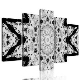 5-dielny obraz nevšedná mandala v čiernobielom prevedení