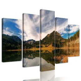 5-dielny obraz jazero medzi horami