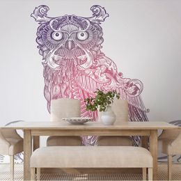 Tapeta zaujímavá sova v ružových tónoch