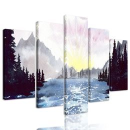 5-dielny obraz maľovaná horská krajinka