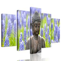 5-dielny obraz Budha na levandulovej lúke