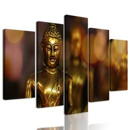 5-dielny obraz zlatá soška Budhu