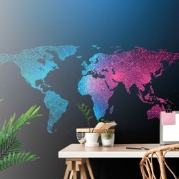 Tapeta mapa sveta s nádherným neónovým detailom