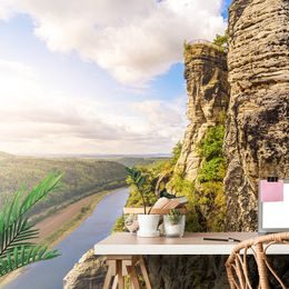 Samolepiaca fototapeta pohľad na rieku Labe zo skál