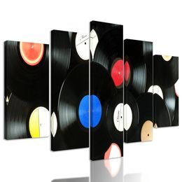 5-dielny obraz nostalgické vinylové platne