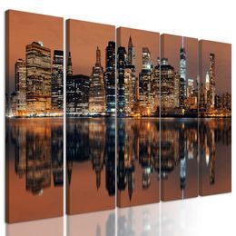 5-dielny obraz nočný Manhattan
