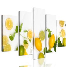 5-dielny obraz citrónové a limetkové zátišie