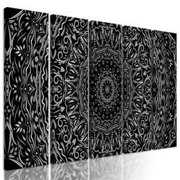 5-dielny obraz ukľudnujúca Mandala v čiernobielom prevedení