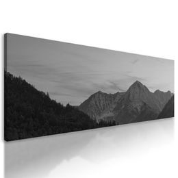 Obraz krása horského štítu v čiernobielom prevedení