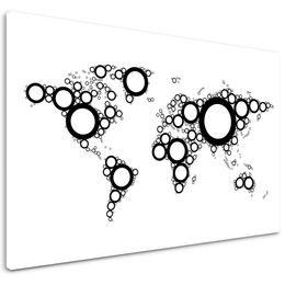 Obraz mapa sveta tvorená kružnicami