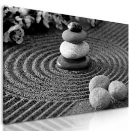 Obraz Zen svätyňa v čiernobielom prevedení