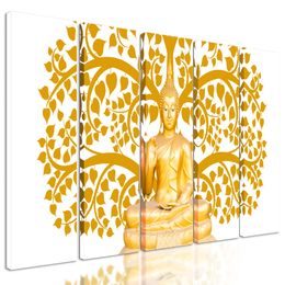 5-dielny obraz zlatá soška Budhu