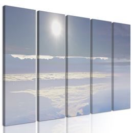 5-dielny obraz slnko nad zahmlenou krajinou