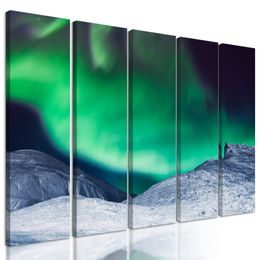 5-dielny obraz zelená polárna žiara