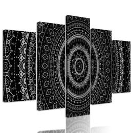5-dielny obraz krásna čiernobiela Mandala