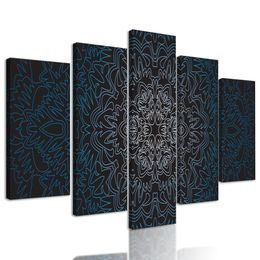 5-dielny obraz exotická Mandala v modrom prevedení