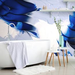 Samolepiaca tapeta modro-biele abstraktné umenie