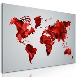 Obraz mapa sveta tovrená polygonmi v červenom prevedení