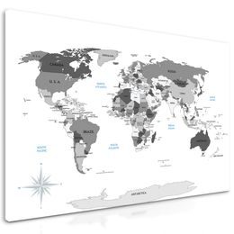 Obraz mapa s vyznačenými oceánmi