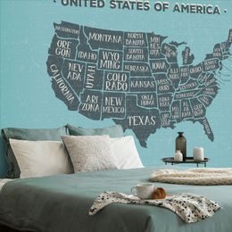 Samolepiaca tapeta moderná mapa USA s modrým pozadím