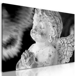Obraz soška anjela v čiernobielom prevedení